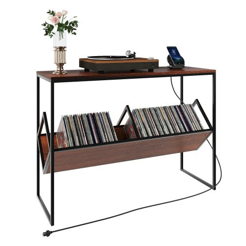 ODIKA Console Table, 109cm Industrial Millwork Wood Entryway Table with Power Outlets and USB Ports for Home, Entryway, Living Room, Office ODIKA Console Table, 109cm Industrial Millwork Wood Entryway Table with Power Outlets and USB Ports for Home, Entryway, Living Room, Office